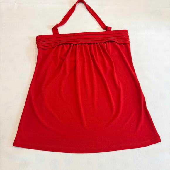 The Limited Pleated Front Chili Red Halter Top Flattering Loose Stretchy Fit - Picture 10 of 15